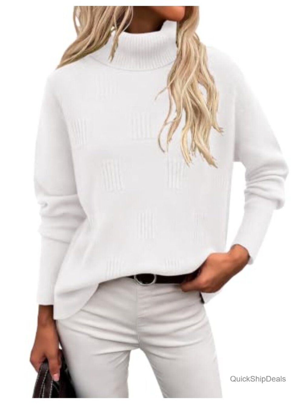 Womens Turtleneck Sweater Long Sleeve Knitted Pullover Fall Winter Top